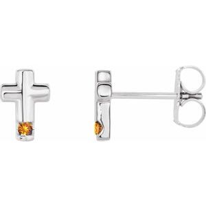 14K White Citrine Cross Earrings - Siddiqui Jewelers