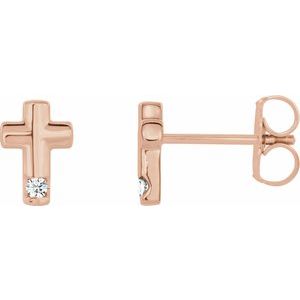 14K Rose .03 CTW Diamond Cross Earrings - Siddiqui Jewelers