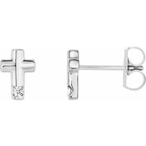 Sterling Silver .03 CTW Diamond Cross Earrings - Siddiqui Jewelers