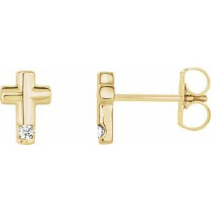 14K Yellow .03 CTW Diamond Cross Earrings - Siddiqui Jewelers