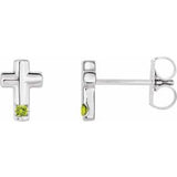 14K White Peridot Cross Earrings - Siddiqui Jewelers