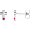 14K White Ruby Cross Earrings - Siddiqui Jewelers