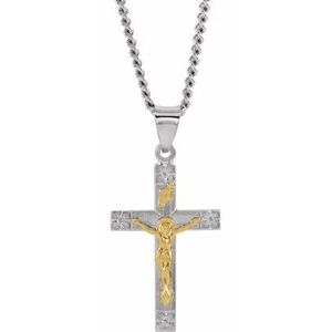 Sterling Silver & 14K Yellow 28x16.2 mm Crucifix 24: Necklace - Siddiqui Jewelers