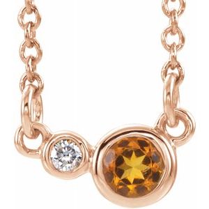 14K Rose Citrine & .06 CTW Diamond 18" Necklace - Siddiqui Jewelers