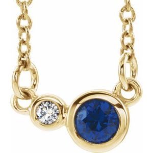 14K Yellow Blue Sapphire & .02 CTW Diamond 18" Necklace - Siddiqui Jewelers