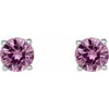 14K White 4 mm Natural Pink Sapphire Stud Earrings Siddiqui Jewelers