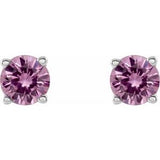 14K White 4 mm Natural Pink Sapphire Stud Earrings Siddiqui Jewelers