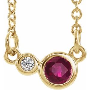 14K Yellow Ruby & .02 CTW Diamond 18" Necklace - Siddiqui Jewelers