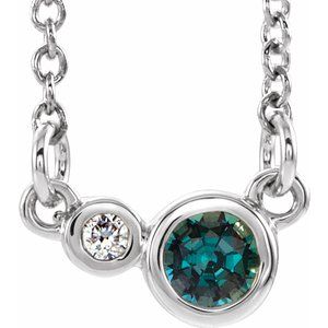 14K White Alexandrite & .03 CTW Diamond 16" Necklace - Siddiqui Jewelers