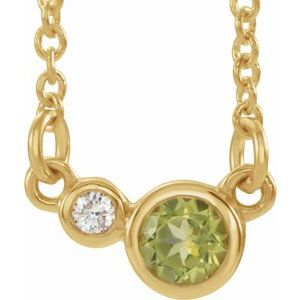 14K Yellow Peridot & .03 CTW Diamond 16" Necklace - Siddiqui Jewelers