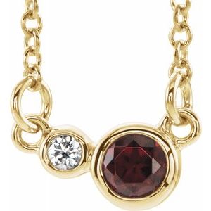 14K Yellow Mozambique Garnet & .02 CTW Diamond 18" Necklace - Siddiqui Jewelers