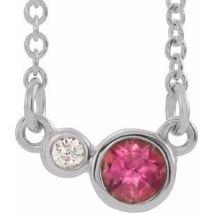 Sterling Silver Pink Tourmaline & .03 CTW Diamond 18" Necklace - Siddiqui Jewelers