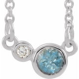 14K White Aquamarine & .02 CTW Diamond 18" Necklace - Siddiqui Jewelers