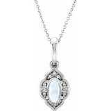 14K White Rainbow Moonstone & .03 CTW Diamond Clover 16-18" Necklace - Siddiqui Jewelers