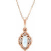 14K Rose Rainbow Moonstone & .03 CTW Diamond Clover 16-18" Necklace - Siddiqui Jewelers