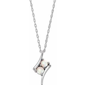 Sterling Silver Opal Two-Stone 16-18" Necklace - Siddiqui Jewelers