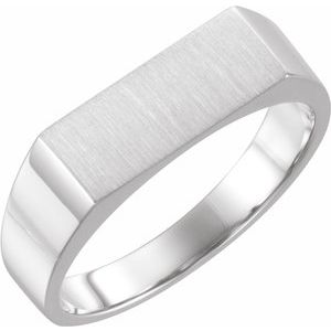 14K White 15x6 mm Rectangle Signet Ring - Siddiqui Jewelers