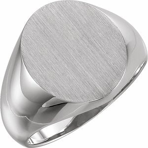 Sterling Silver 16x14 mm Oval Signet Ring - Siddiqui Jewelers