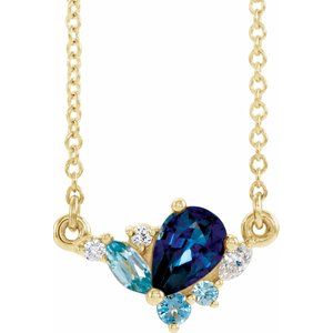 14K Yellow Multi-Gemstone & .06 CTW Diamond 18" Necklace - Siddiqui Jewelers