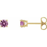 14K Yellow 5 mm Round Pink Sapphire Earrings - Siddiqui Jewelers