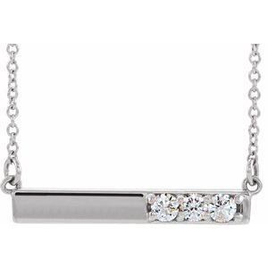 14K White 1/5 CTW Diamond Bar 16-18" Necklace - Siddiqui Jewelers