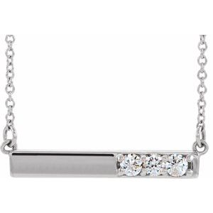 Sterling Silver 1/5 CTW Diamond Bar 16-18" Necklace - Siddiqui Jewelers