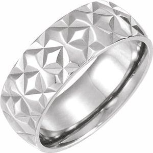 14K White 7 mm Geometric Band Size 9 - Siddiqui Jewelers