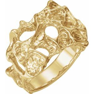 14K Yellow 18 mm Men's Nugget Ring - Siddiqui Jewelers