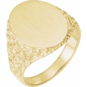 14K Yellow 19x15 mm Oval Signet Ring - Siddiqui Jewelers