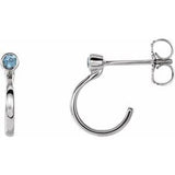Sterling Silver 3 mm Round Blue Zircon Bezel-Set Hoop Earrings - Siddiqui Jewelers