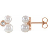 14K Rose Akoya Cultured Pearl & 1/8 CTW Diamond Earrings - Siddiqui Jewelers