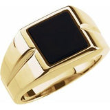 14K Yellow 10 mm Square Onyx Ring - Siddiqui Jewelers