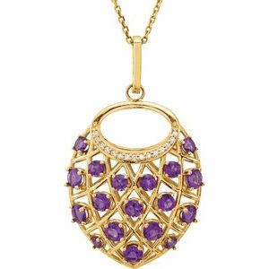 14K Yellow Amethyst & .04 CTW Diamond Nest 18" Necklace - Siddiqui Jewelers