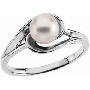 14K White Akoya Cultured Pearl Ring - Siddiqui Jewelers