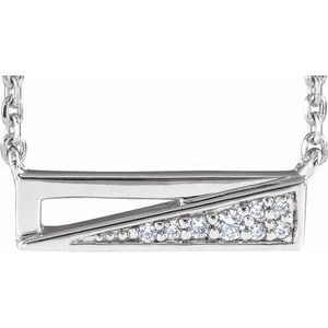 14K White .05 CTW Diamond Bar 18" Necklace - Siddiqui Jewelers