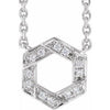 14K White .06 CTW Diamond Geometric 16-18" Necklace - Siddiqui Jewelers