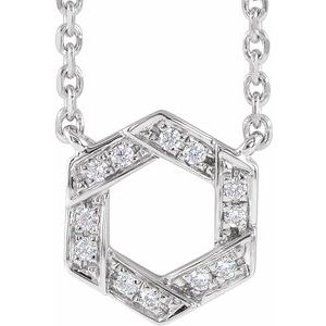 14K White .06 CTW Diamond Geometric 16-18" Necklace - Siddiqui Jewelers