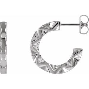 14K White Geometric Hoop Earrings - Siddiqui Jewelers