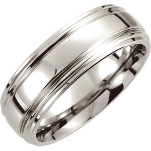 Cobalt 8 mm Double Ridged Band Size 10.5 - Siddiqui Jewelers