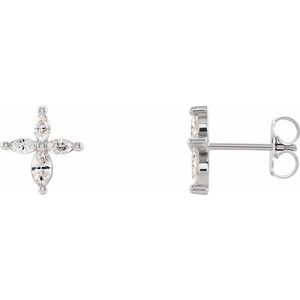 14K White 1/3 CTW Diamond Cross Earrings - Siddiqui Jewelers