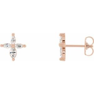 14K Rose 1/3 CTW Diamond Cross Earrings - Siddiqui Jewelers