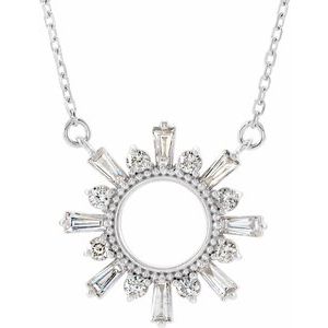 14K White 3/8 CTW Diamond Circle 16" Necklace - Siddiqui Jewelers