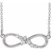 14K White 1/8 CTW Diamond Infinity-Inspired Bar 18" Necklace - Siddiqui Jewelers