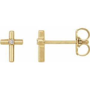 14K Yellow .01 CTW Diamond Cross Earrings - Siddiqui Jewelers