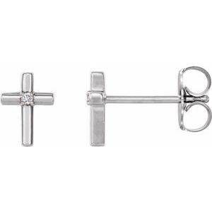 Sterling Silver .01 CTW Diamond Cross Earrings - Siddiqui Jewelers