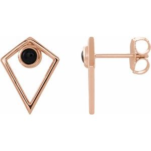 14K Rose Onyx Cabochon Pyramid Earrings - Siddiqui Jewelers