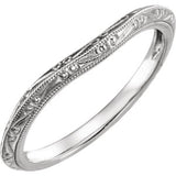 14K White Design-Engraved Band for 5.2 mm Engagement Ring - Siddiqui Jewelers