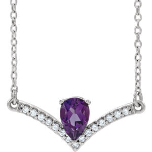 14K White Amethyst & .08 CTW Diamond 16" Necklace - Siddiqui Jewelers