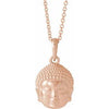 14K Rose 14.7x10.5 mm Meditation Buddha 16-18" Necklace - Siddiqui Jewelers