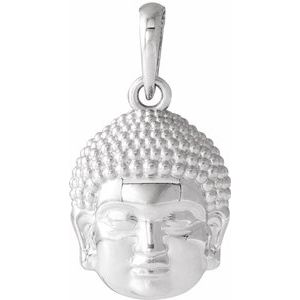 14K White 14.7x10.5 mm Meditation Buddha Pendant - Siddiqui Jewelers
